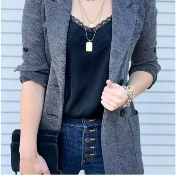 CABI All Purpose Lace Trim Satin Cami Navy Sz L #5915 NWOT - Picture 1 of 5